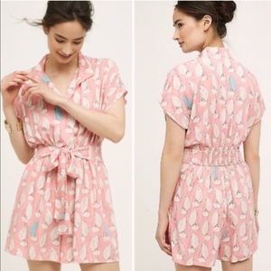 Anthropologie Maeve Tourista pink sailboat romper